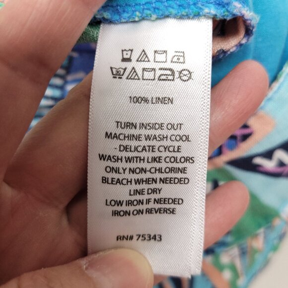 Cynthia Rowley Linen Wide Leg Pants Tropical Print Multicolor - Picture 7 of 7